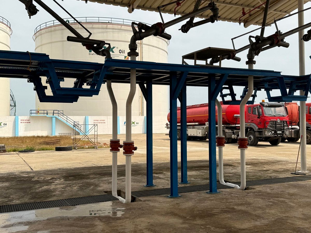 Loading gantry and trucks at the Rox Oil depot