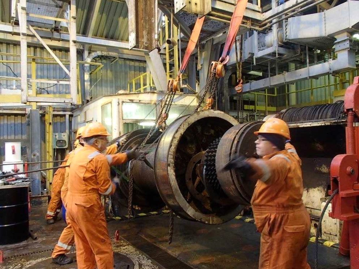 Industrial maintenance crew at work