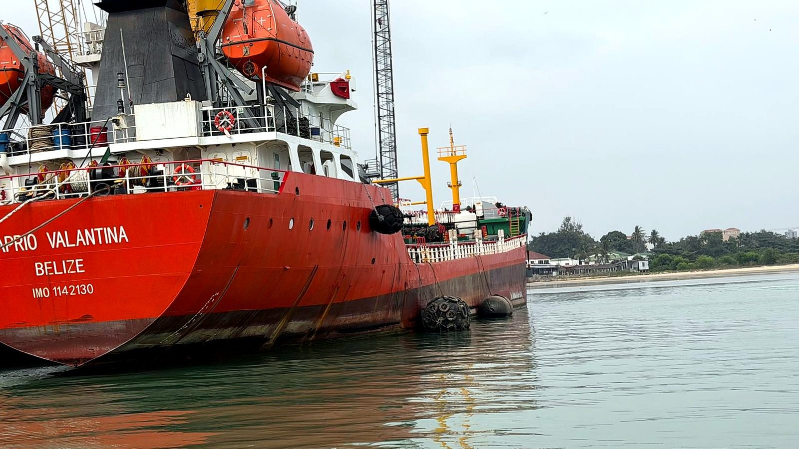 Tanker vessel alongside the quay in Pointe-Noire Tanker vessel alongside the quay in Pointe-Noire