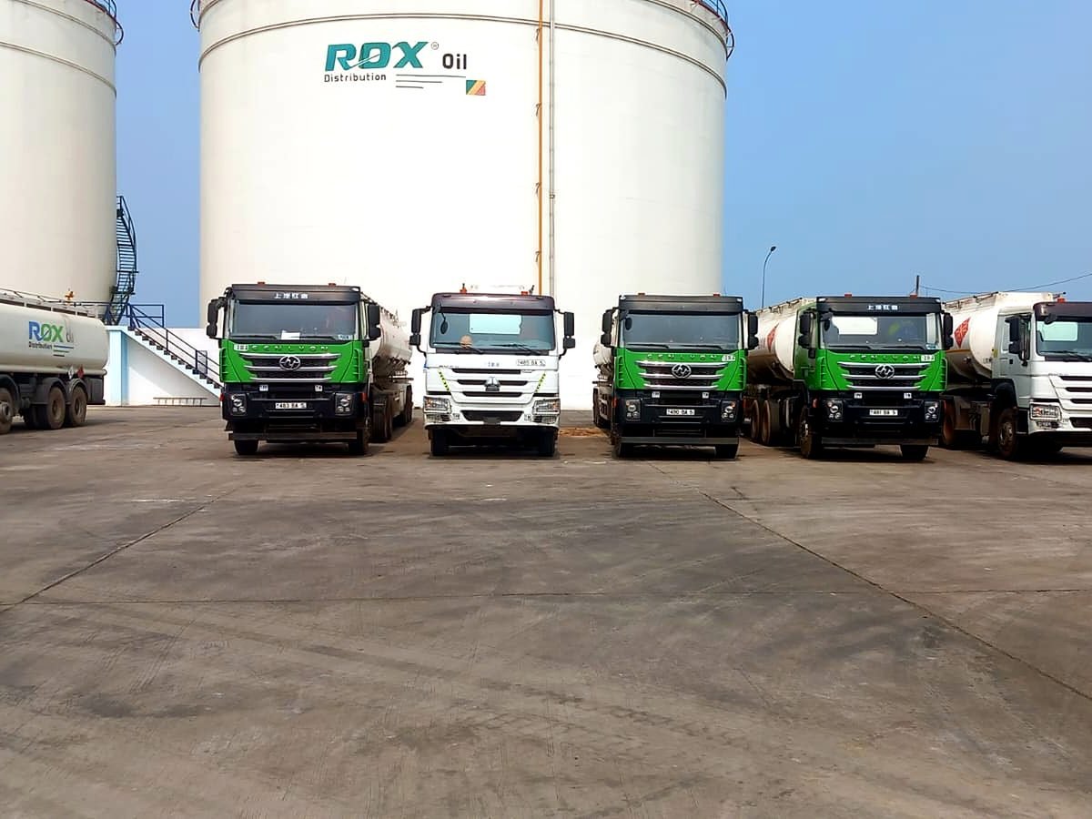Rox Oil tank farm and delivery trucks, Pointe-Noire