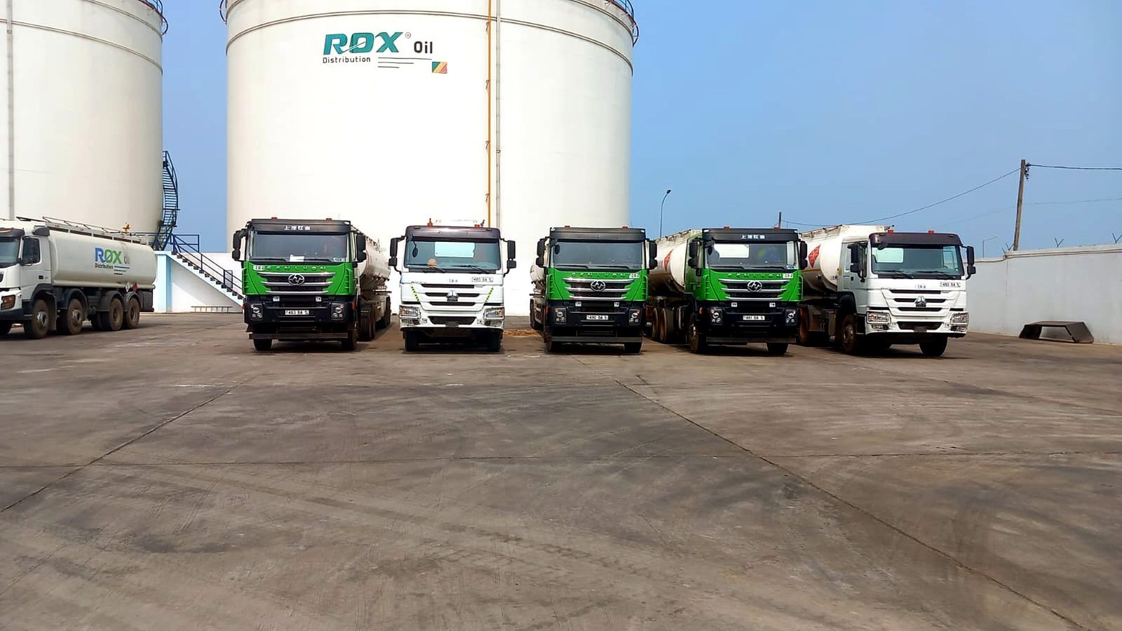 Rox Oil tank farm and delivery trucks, Pointe-Noire Rox Oil tank farm and delivery trucks, Pointe-Noire